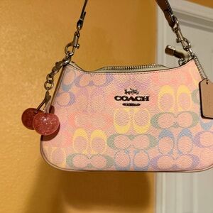Coach Teri in Signature pastel rainbow with pink Cherry Charm